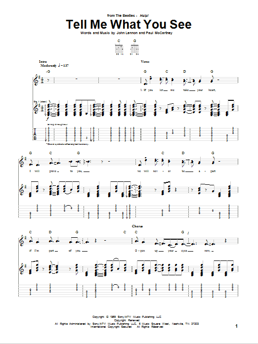Tell Me What You See (Guitar Tab) von The Beatles