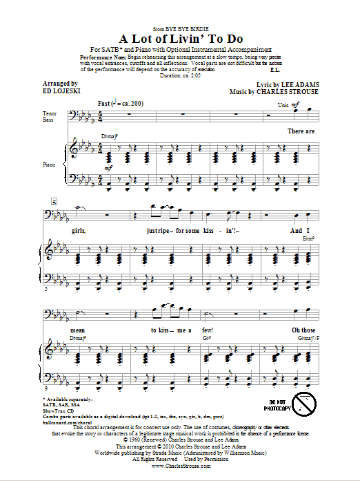 A Lot Of Livin' To Do (SATB Choir) von Ed Lojeski