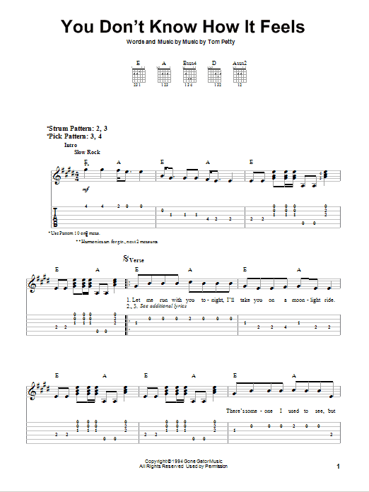 You Don't Know How It Feels (Easy Guitar Tab) von Tom Petty
