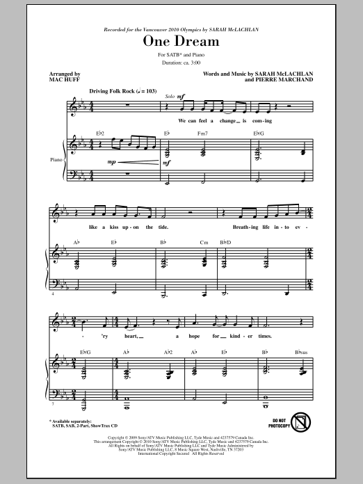 One Dream (SATB Choir) von Mac Huff