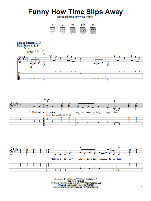 Funny How Time Slips Away (Easy Guitar Tab) von Billy Walker