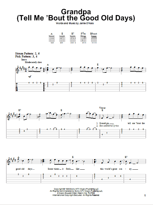 Grandpa (Tell Me 'Bout The Good Old Days) (Easy Guitar Tab) von The Judds