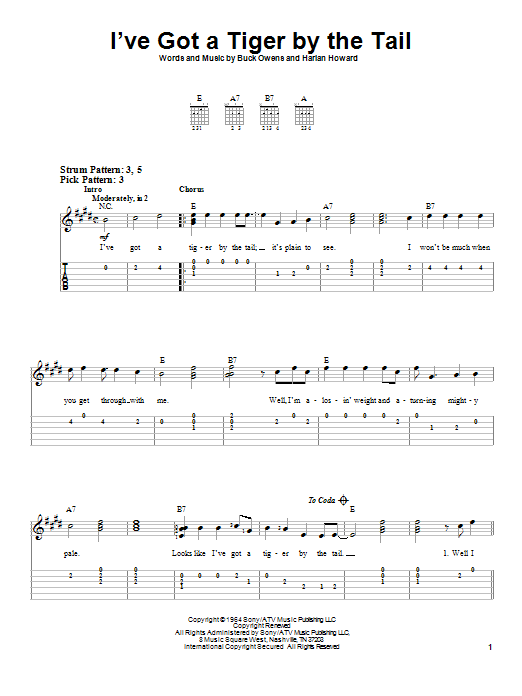 I've Got A Tiger By The Tail (Easy Guitar Tab) von Buck Owens