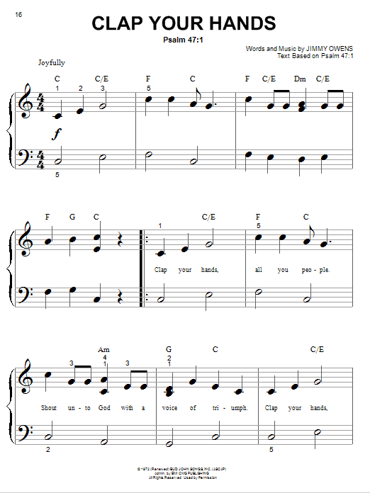 Clap Your Hands (Big Note Piano) von Jimmy Owens