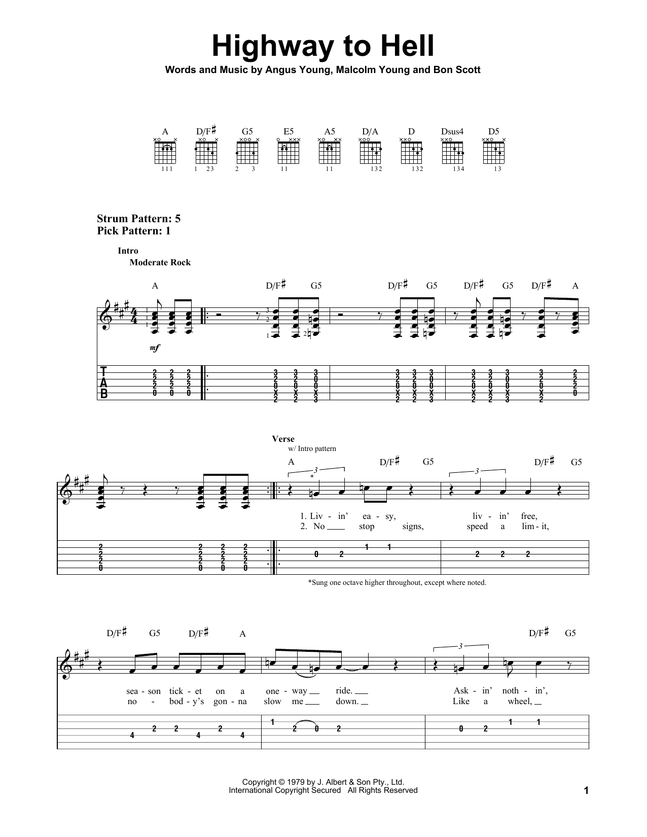 Highway To Hell (Easy Guitar Tab) von AC/DC