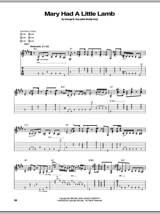 Mary Had A Little Lamb (Guitar Tab) von Stevie Ray Vaughan