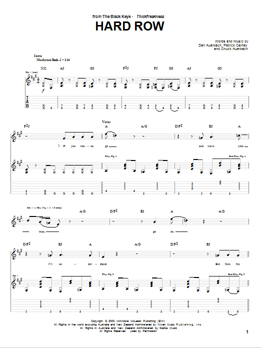 Hard Row (Guitar Tab) von The Black Keys
