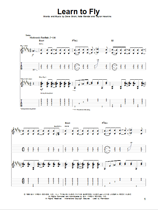Learn To Fly (Guitar Tab) von Foo Fighters