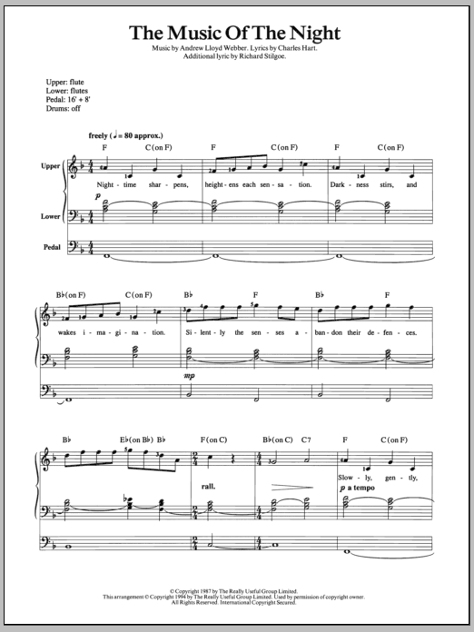 The Music Of The Night (Organ) von Andrew Lloyd Webber