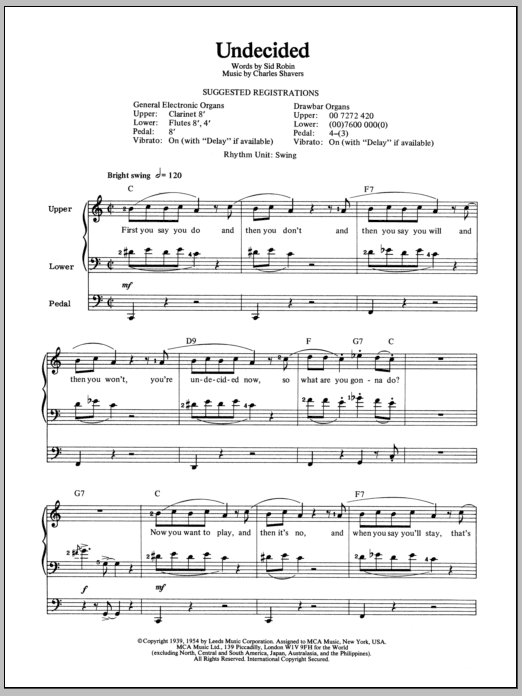 Undecided (Organ) von Ella  Fitzgerald
