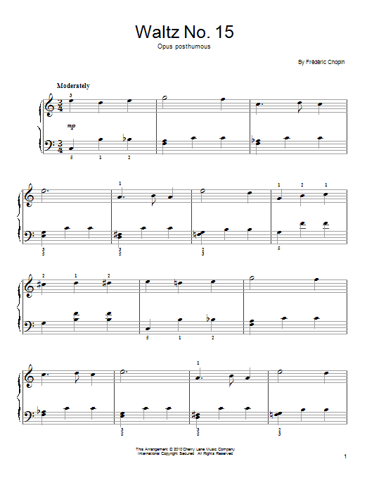 Waltz No. 15, Op. Posthumous, E Major (Easy Piano) von Frederic Chopin