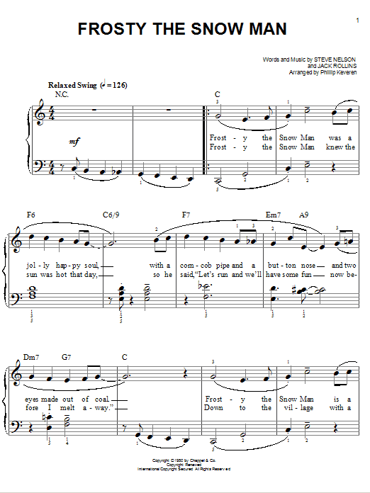Frosty The Snow Man [Jazz version] (arr. Phillip Keveren) (Easy Piano) von Gene Autry