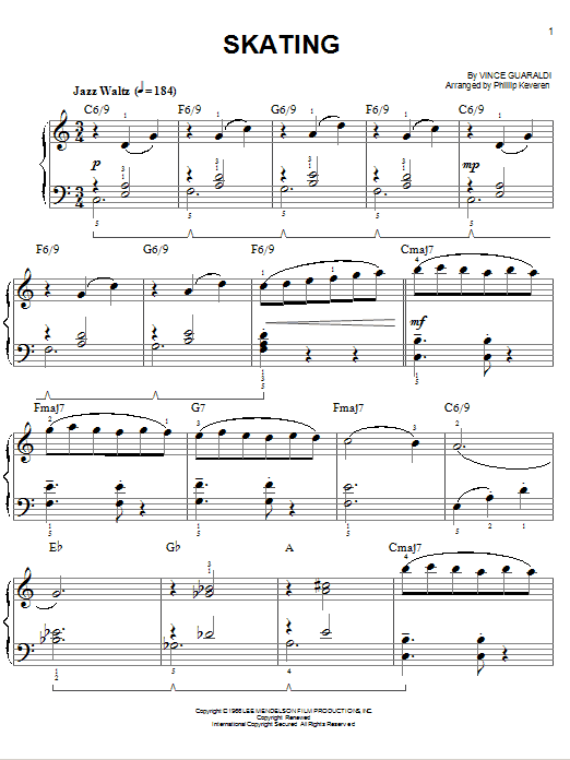 Skating [Jazz version] (arr. Phillip Keveren) (Easy Piano) von Vince Guaraldi