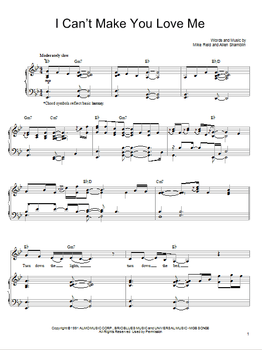 I Can't Make You Love Me (Piano, Vocal & Guitar Chords (Right-Hand Melody)) von Bonnie Raitt