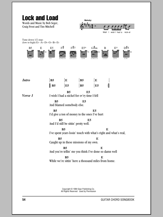 Lock And Load (Guitar Chords/Lyrics) von Bob Seger