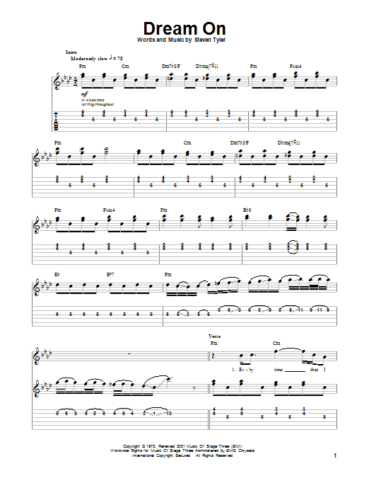 Dream On (Guitar Tab (Single Guitar)) von Aerosmith