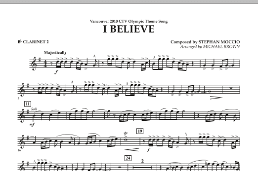 I Believe (Vancouver 2010 CTV Olympic Theme Song) - Bb Clarinet 2 (Concert Band) von Michael Brown