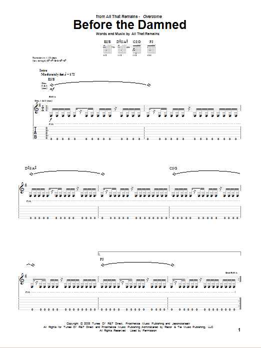 Before The Damned (Guitar Tab) von All That Remains