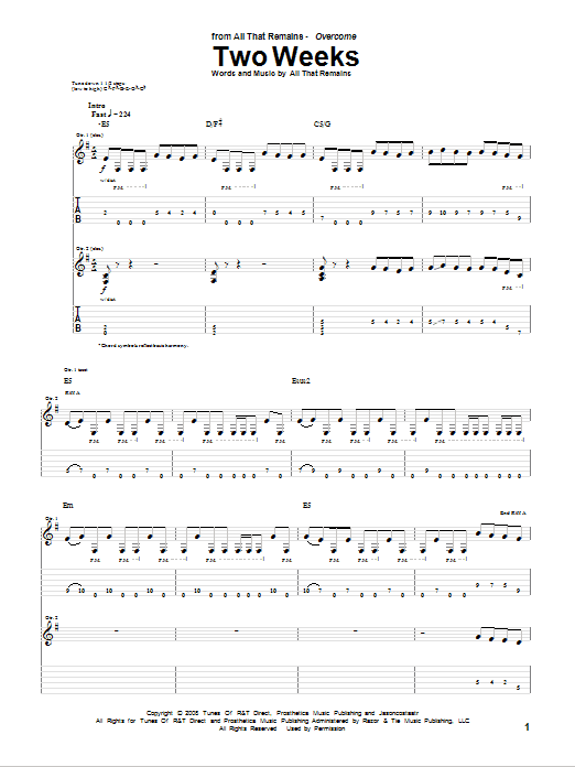 Two Weeks (Guitar Tab) von All That Remains