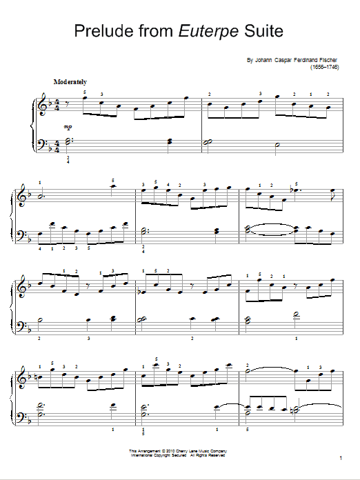 Prelude (Easy Piano) von Johann Caspar Ferdinand Fischer