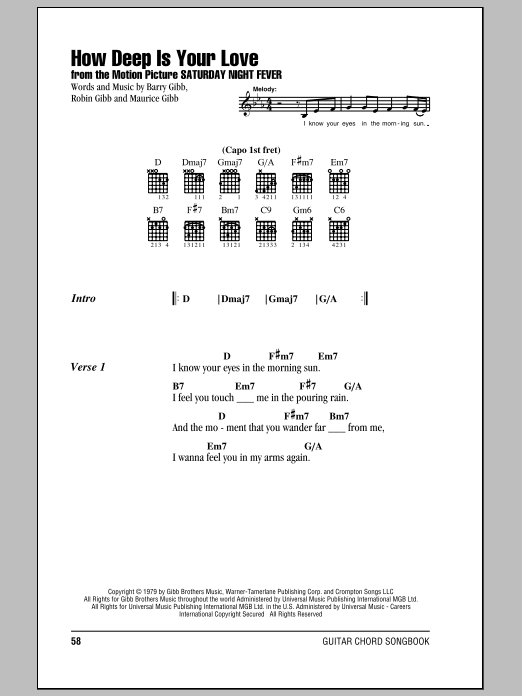 How Deep Is Your Love (Guitar Chords/Lyrics) von The Bee Gees