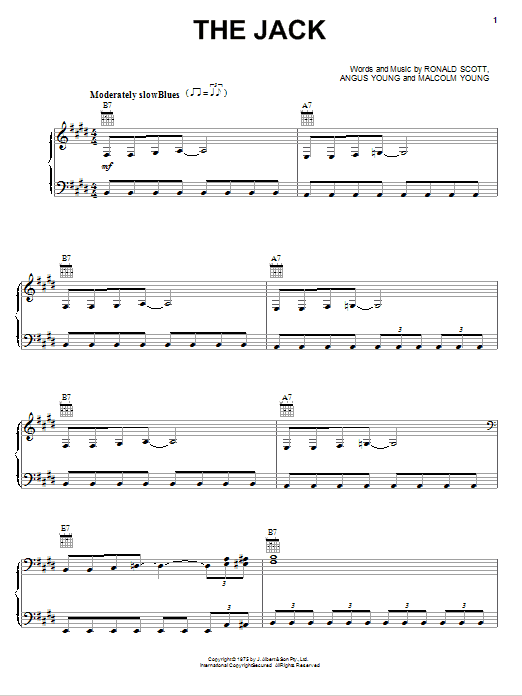 The Jack (Piano, Vocal & Guitar Chords (Right-Hand Melody)) von AC/DC