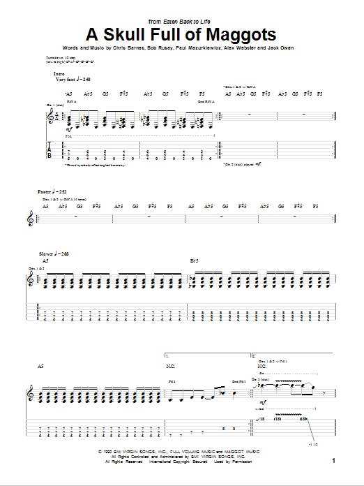 A Skull Full Of Maggots (Guitar Tab) von Cannibal Corpse