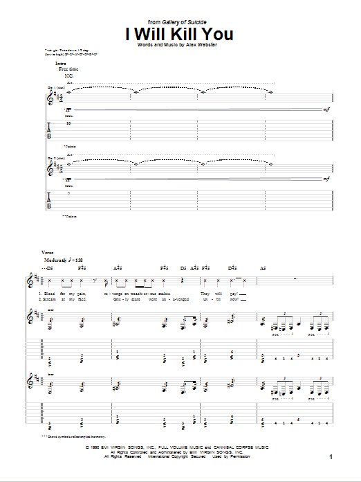 I Will Kill You (Guitar Tab) von Cannibal Corpse