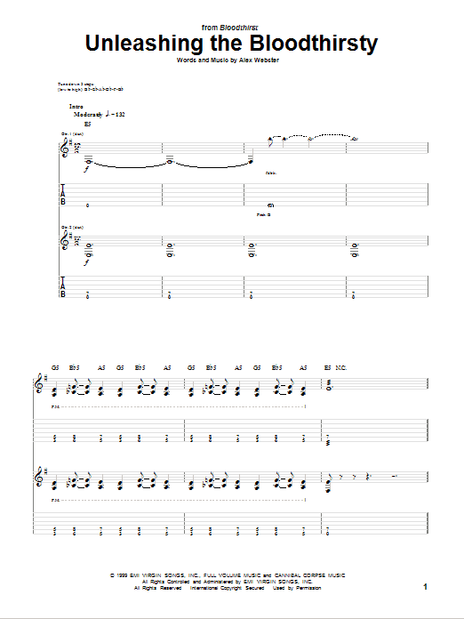Unleashing The Bloodthirsty (Guitar Tab) von Cannibal Corpse