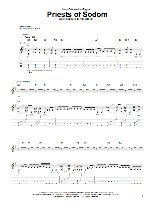 Priests Of Sodom (Guitar Tab) von Cannibal Corpse