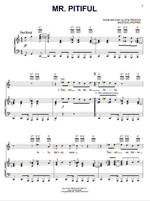 Mr. Pitiful (Piano, Vocal & Guitar Chords (Right-Hand Melody)) von Otis Redding