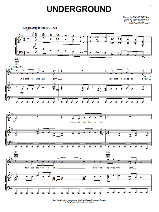 Underground (Piano, Vocal & Guitar Chords (Right-Hand Melody)) von Joe DiPietro