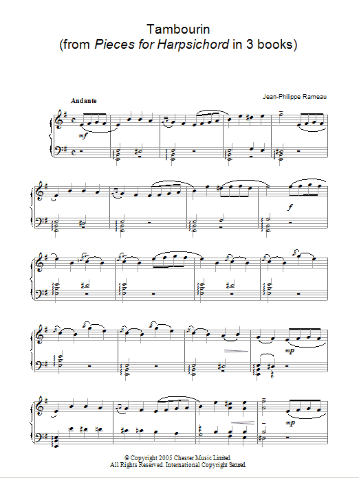 Tambourin (Piano Solo) von Jean-Philippe Rameau