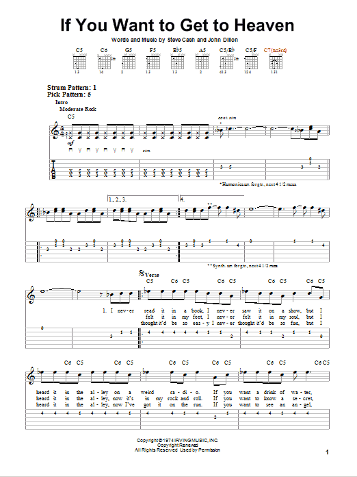 If You Wanna Get To Heaven (Easy Guitar Tab) von Ozark Mountain Daredevils