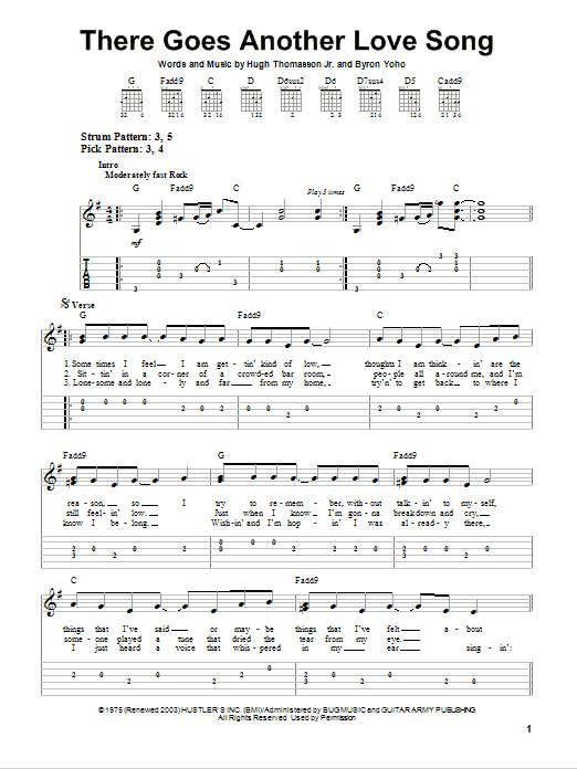 There Goes Another Love Song (Easy Guitar Tab) von Outlaws