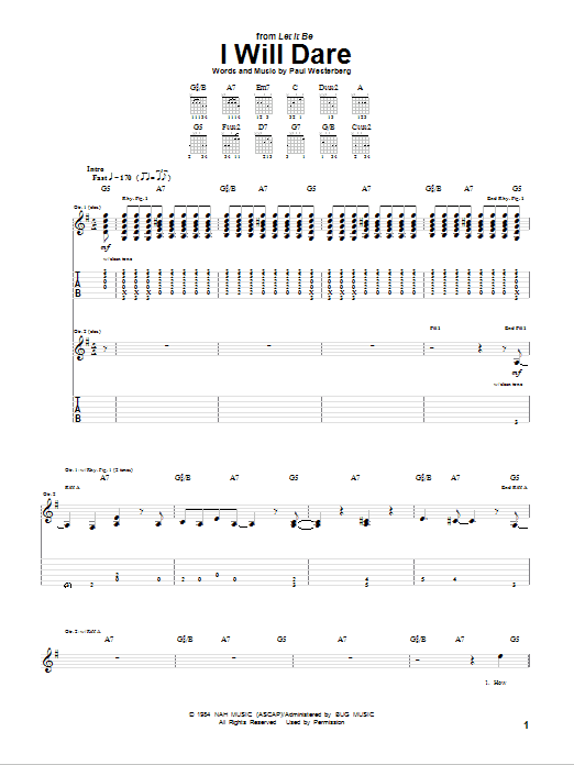 I Will Dare (Guitar Tab) von The Replacements