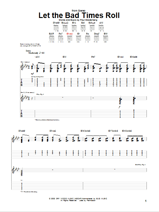 Let The Bad Times Roll (Guitar Tab) von Paul Westerberg