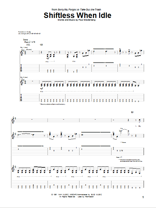 Shiftless When Idle (Guitar Tab) von The Replacements