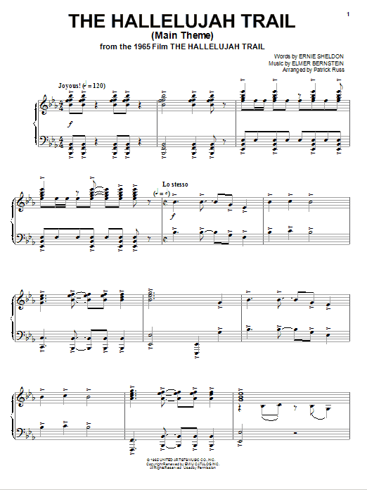 The Hallelujah Trail (Main Theme) (Piano, Vocal & Guitar Chords (Right-Hand Melody)) von Elmer Bernstein