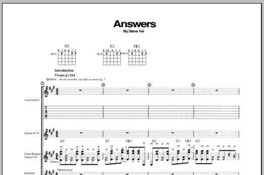 Answers (Guitar Tab) von Steve Vai