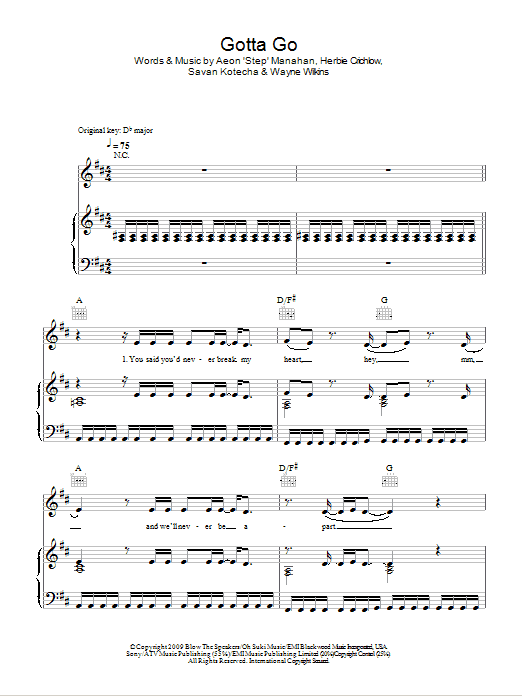 Gotta Go (Piano, Vocal & Guitar Chords) von Alexandra Burke