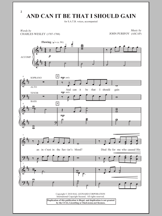And Can It Be That I Should Gain (SATB Choir) von John Purifoy