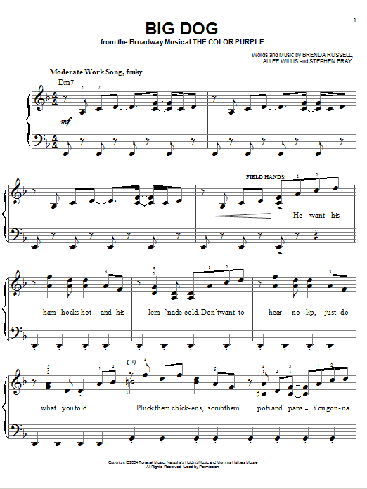 Big Dog (Easy Piano) von The Color Purple (Musical)