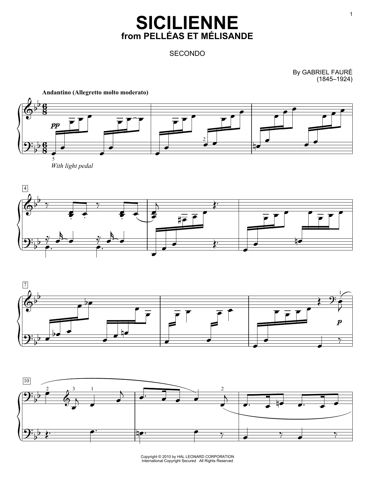 Sicilienne (Piano Duet) von Gabriel Faure