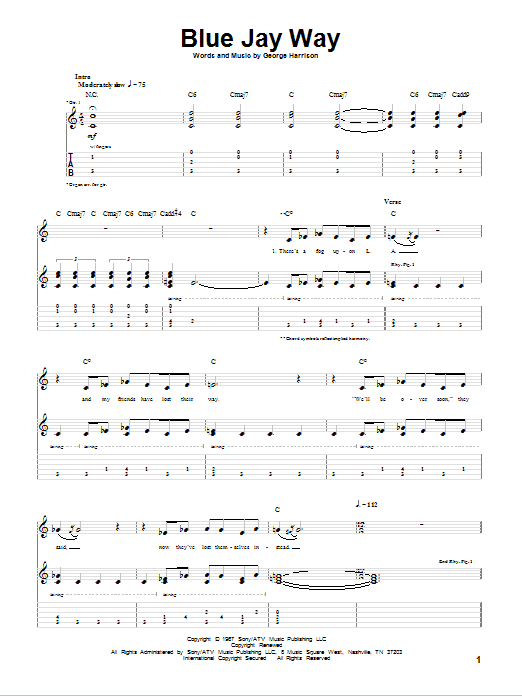 Blue Jay Way (Guitar Tab) von The Beatles
