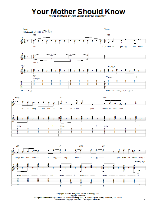 Your Mother Should Know (Guitar Tab) von The Beatles