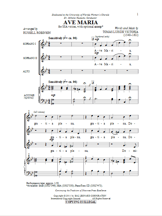 Ave Maria (SSA Choir) von Russell Robinson