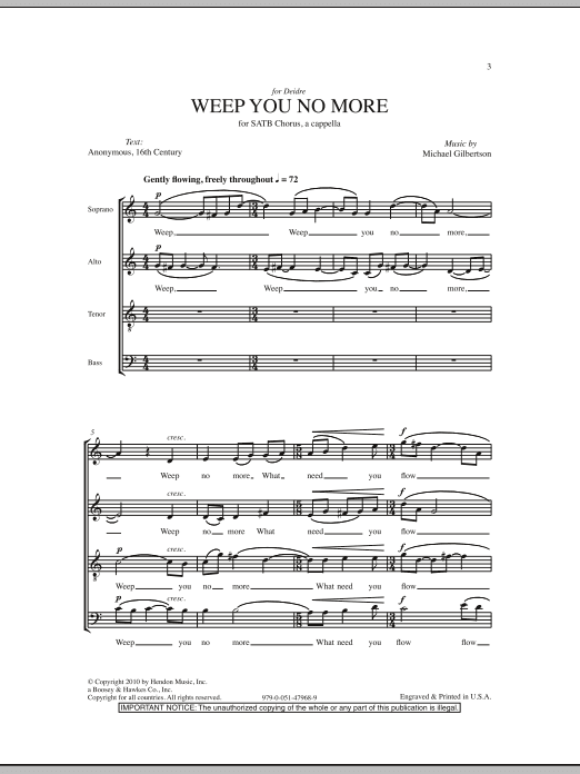 Weep You No More (SATB Choir) von Michael Gilbertson