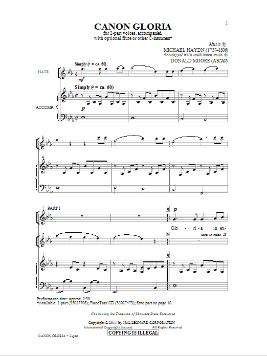 Canon Gloria (2-Part Choir) von Donald Moore