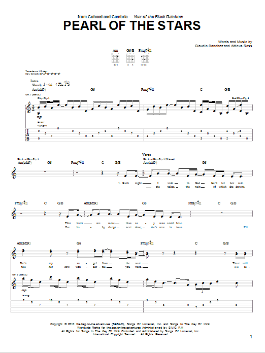 Pearl Of The Stars (Guitar Tab) von Coheed And Cambria